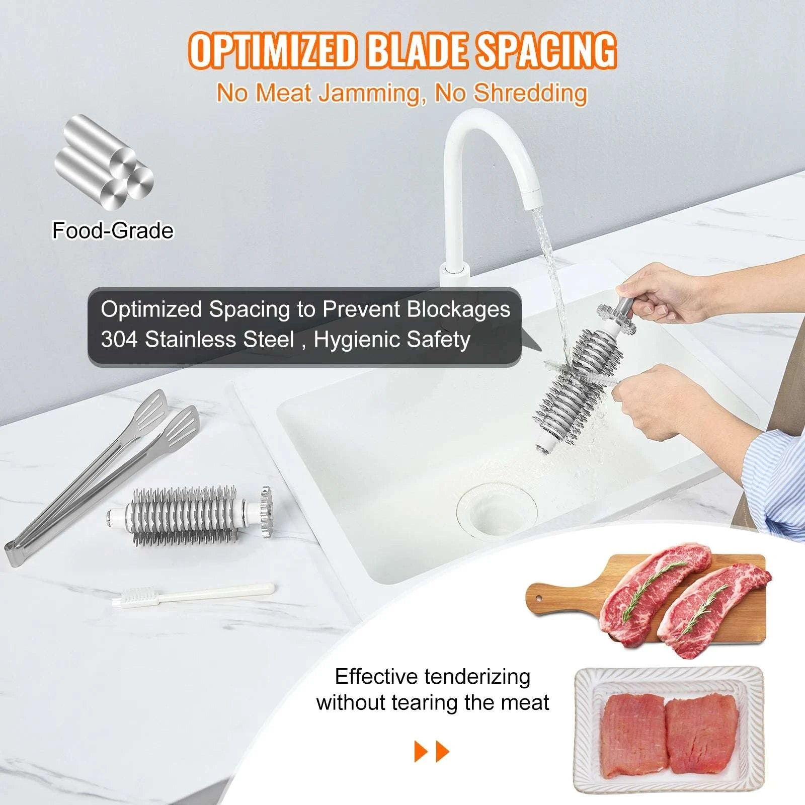 Commercial Electric Meat Tenderizer 54-Blade 450W Stainless Steel-17 inch 450 W / United States