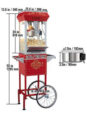Commercial Electric Popcorn Machine 8/12 Oz High Output Popper-8 Oz Countertop / United States