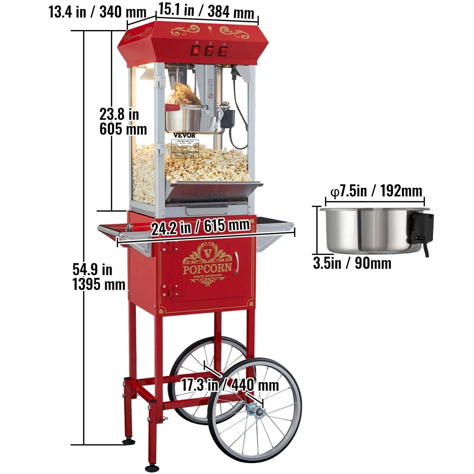 Commercial Electric Popcorn Machine 8/12 Oz High Output Popper-8 Oz Countertop / United States