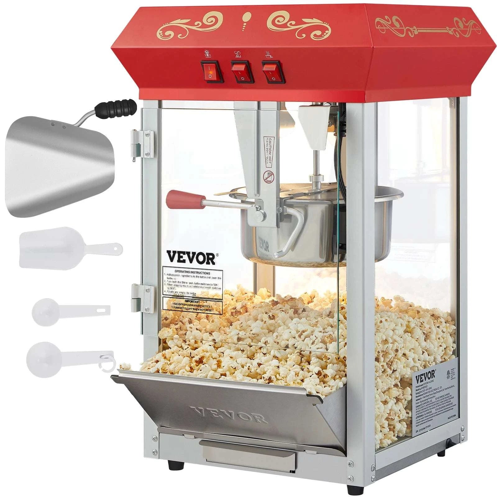 Commercial Electric Popcorn Machine 8/12 Oz High Yield Countertop-8 Oz Countertop / United States