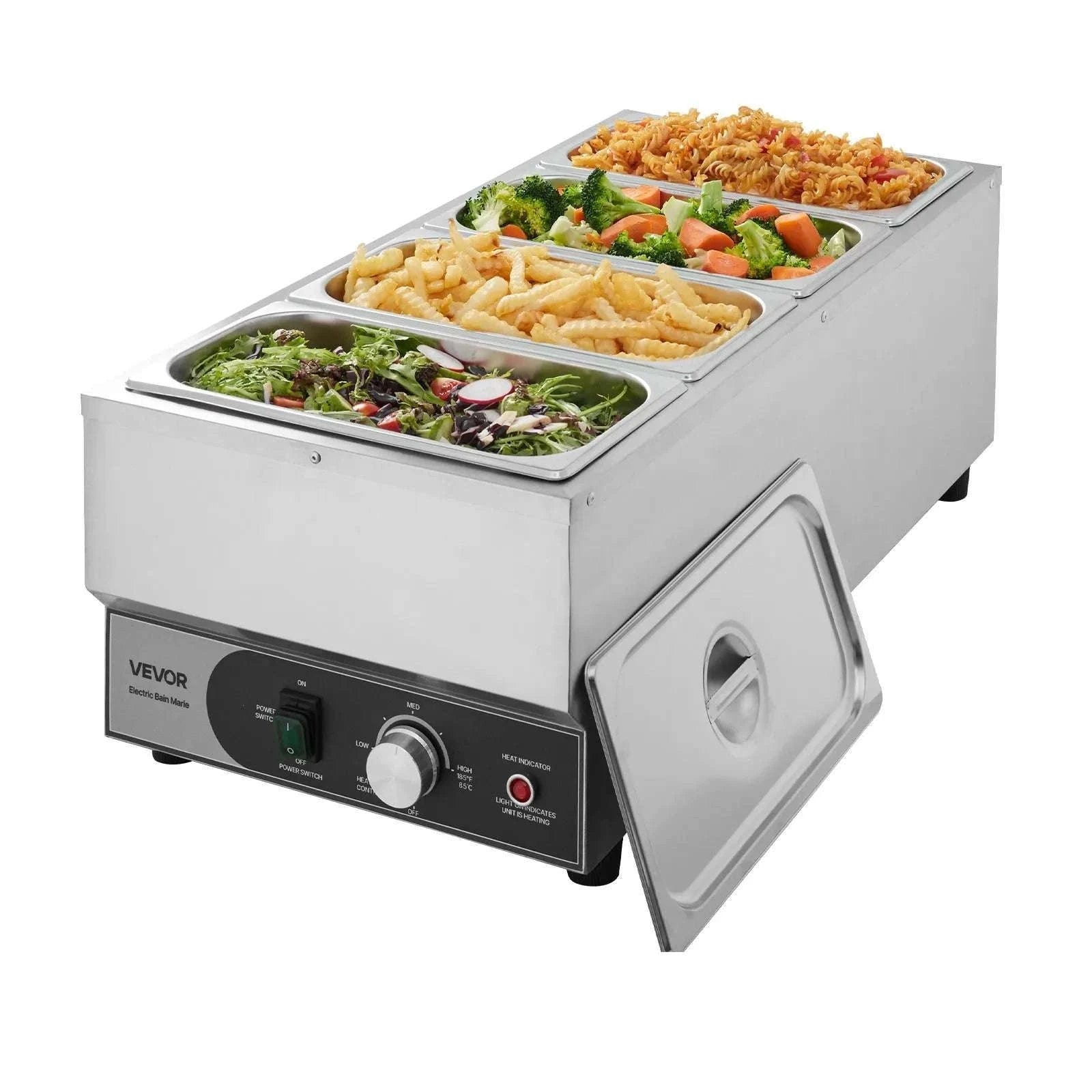Commercial Food Warmer 1500W Bain Marie with 4 Pans-United States / Stainless steel