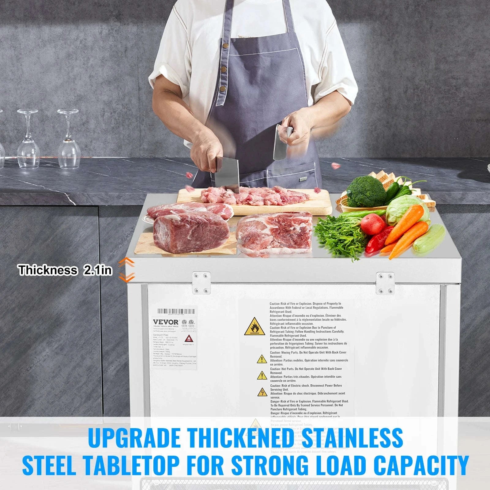 Commercial Frozen Prep Table 7.4 Cu. Ft Stainless Steel-7.4 Cu.Ft 28 inch / United States