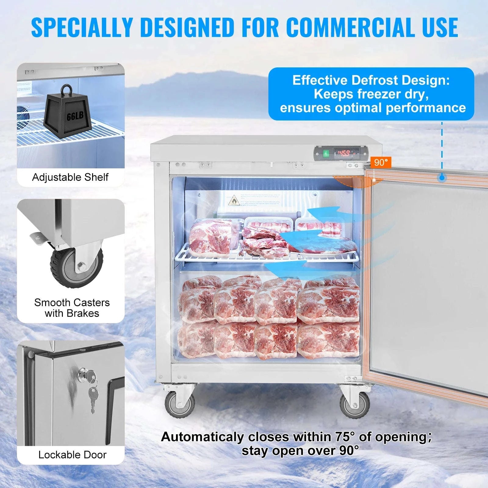 Commercial Frozen Prep Table 7.4 Cu. Ft Stainless Steel-7.4 Cu.Ft 28 inch / United States