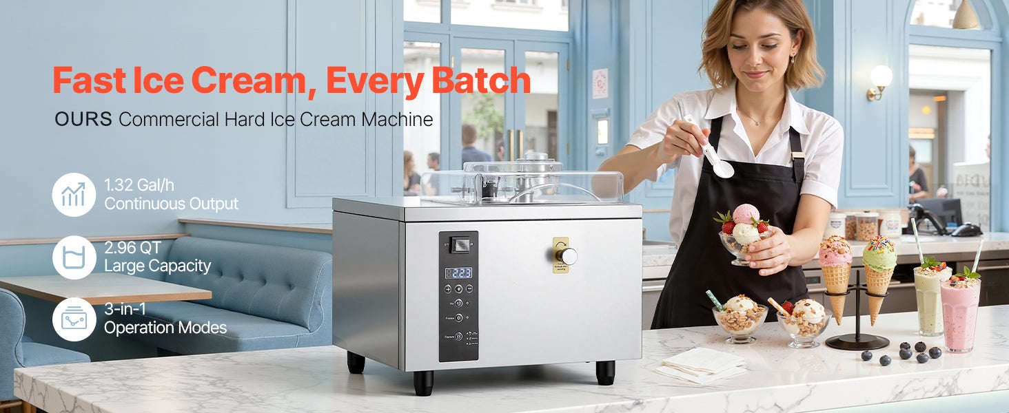 Commercial Hard Ice Cream Machine 500W 1.32 Gal/Hour 2.8L Cylinder-2.8L / United States