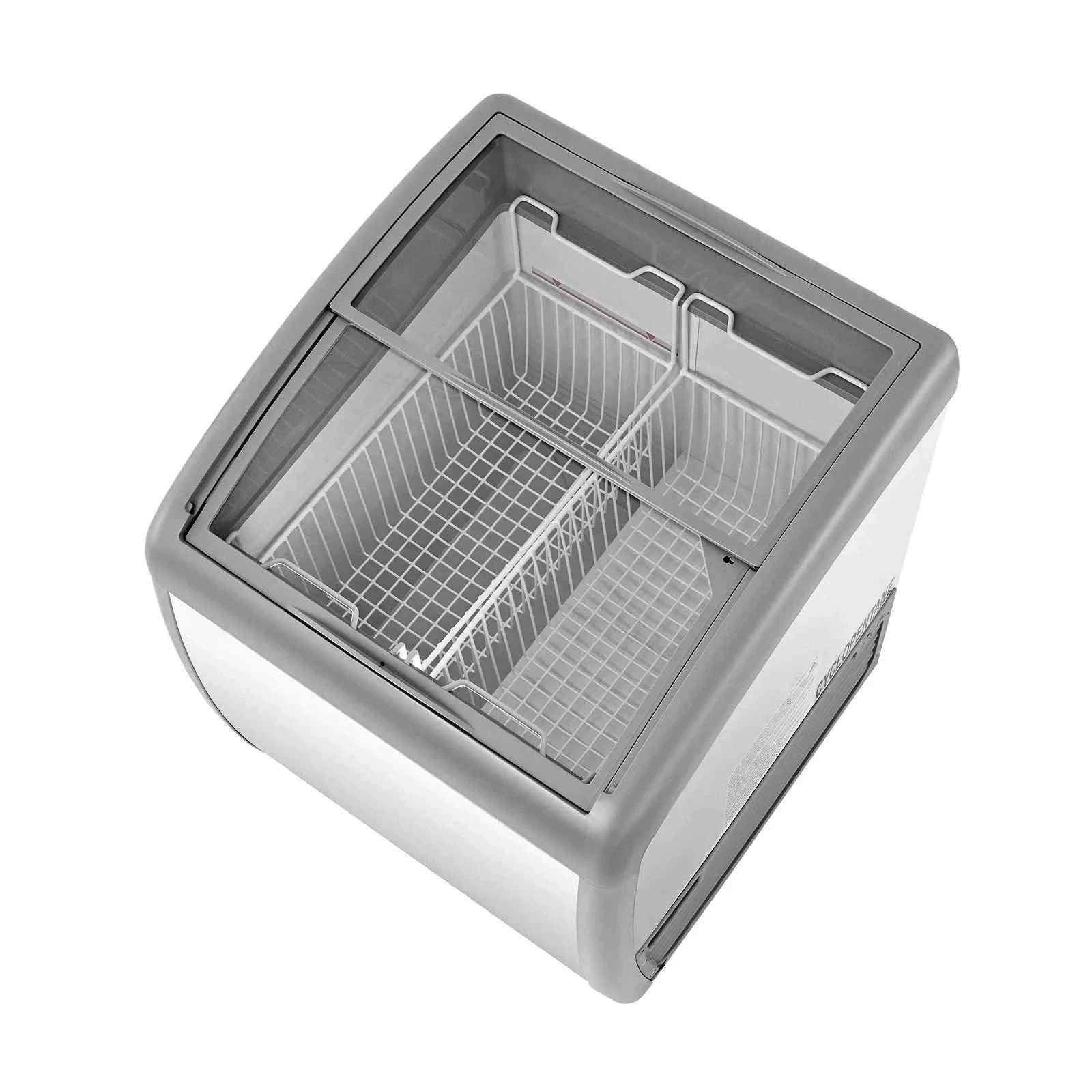 Commercial Ice Cream Display Case with Glass Doors, Casters and LED-5.4cubic feet / United States