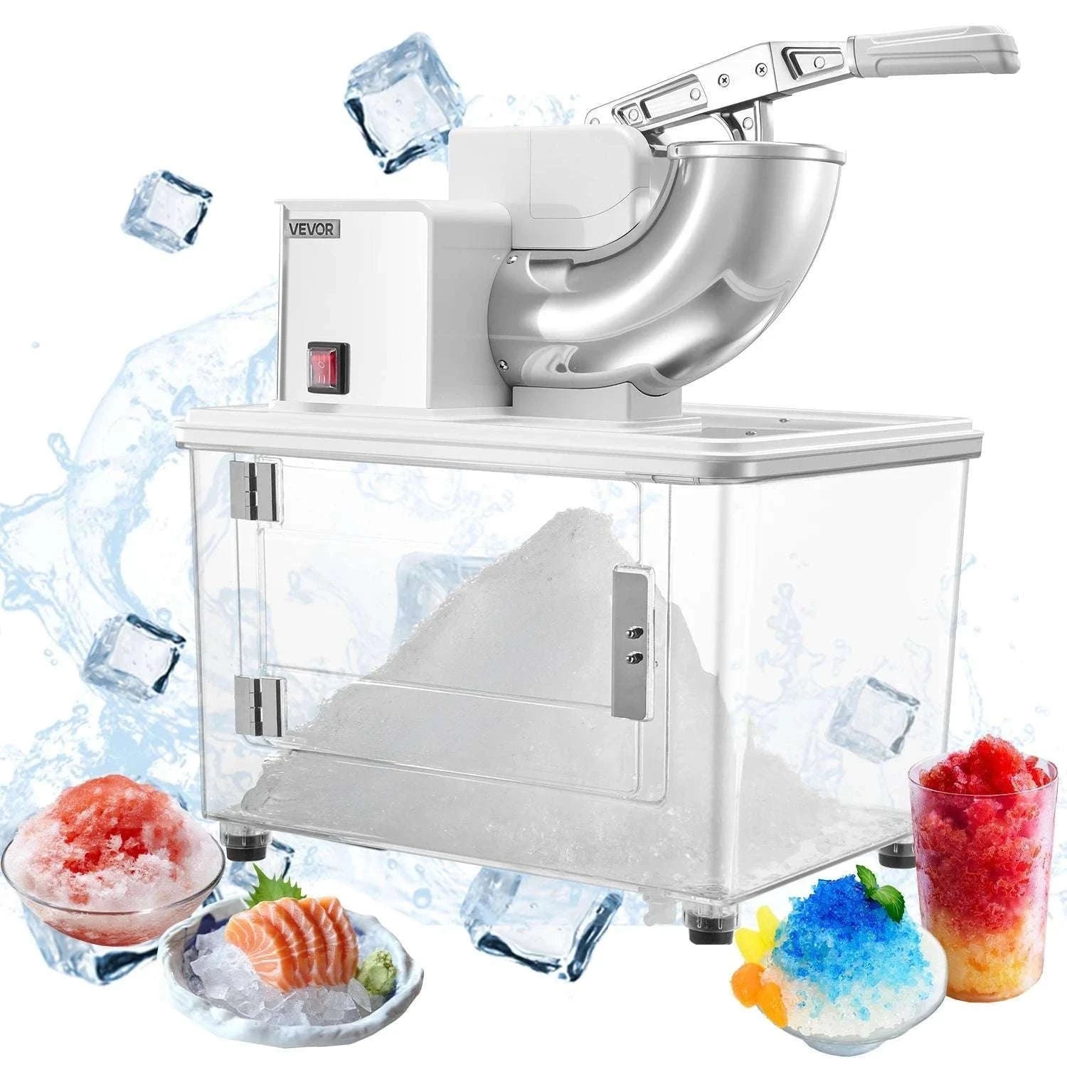 Commercial Ice Crusher 661 lbs/h Electric Snow Cone Machine 350W-Blue / United States