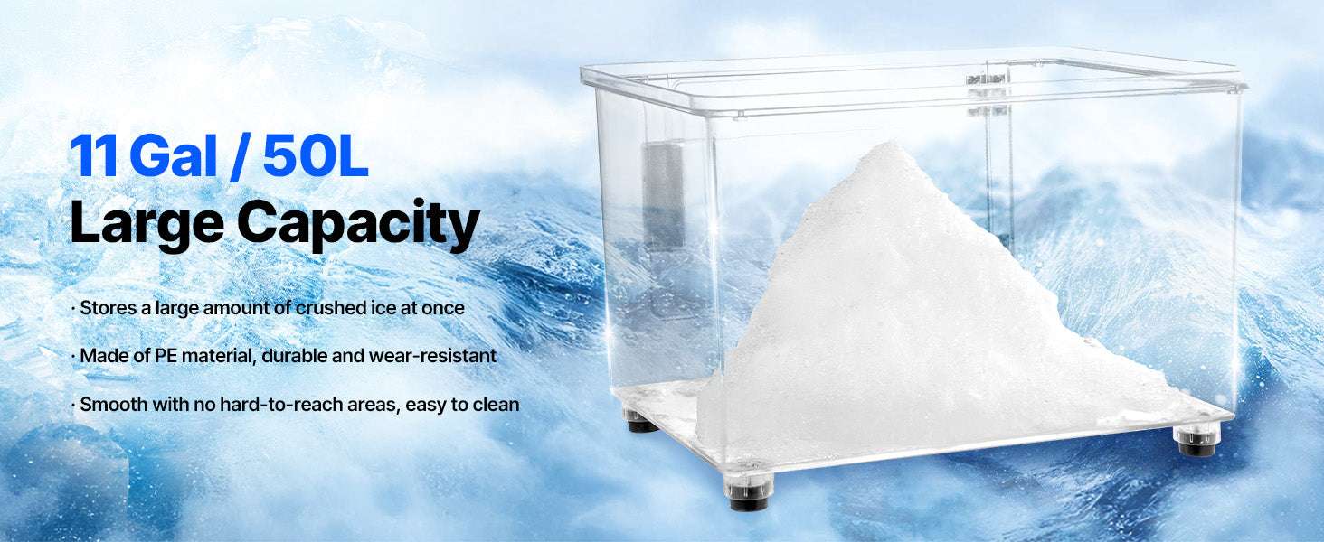 Commercial Ice Crusher 661 lbs/h Electric Snow Cone Machine 350W-Blue / United States