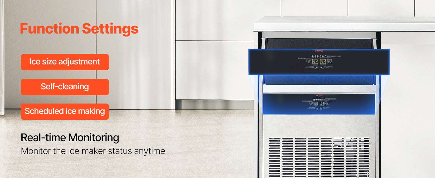 Commercial Ice Maker 300lbs/Day with 88lb Storage & Self-Clean-United States
