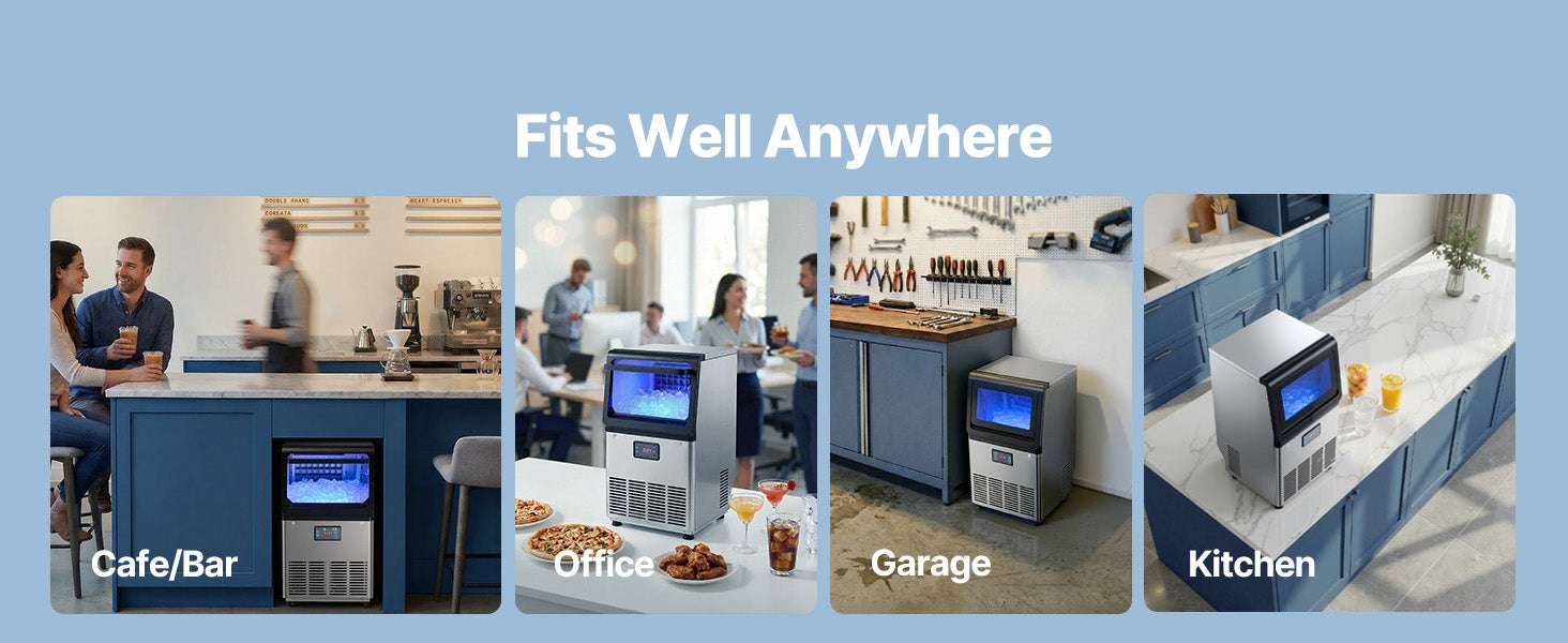 Commercial Ice Maker 80lbs/24h with LED Display & Self-Cleaning-130lbs per 24H / United States