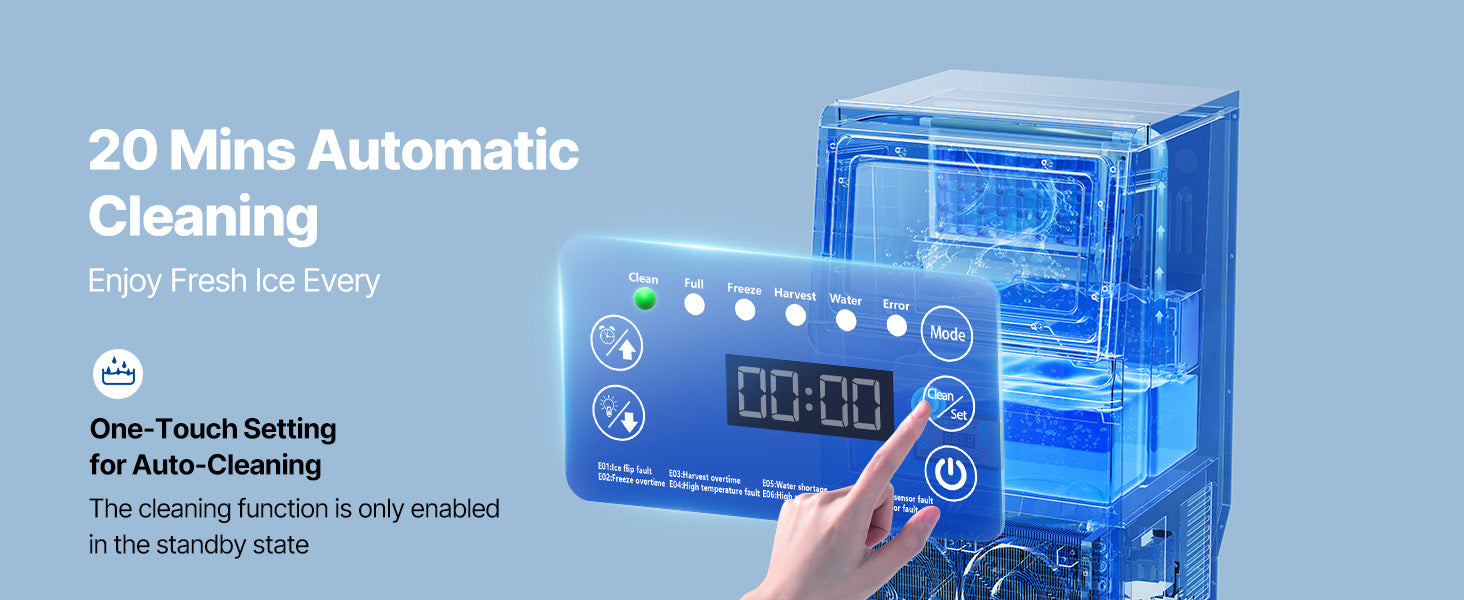 Commercial Ice Maker 80lbs/24h with LED Display & Self-Cleaning