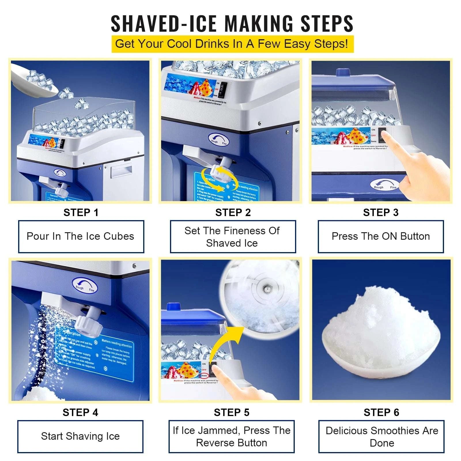 Commercial Ice Shaver 441 lbs/h Electric Snow Cone Machine 5L Hopper-441lbs per hour / United States