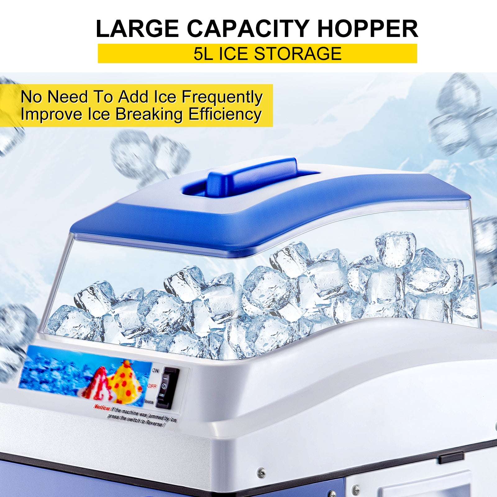 Commercial Ice Shaver 441 lbs/h Electric Snow Cone Machine 5L Hopper-441lbs per hour / United States