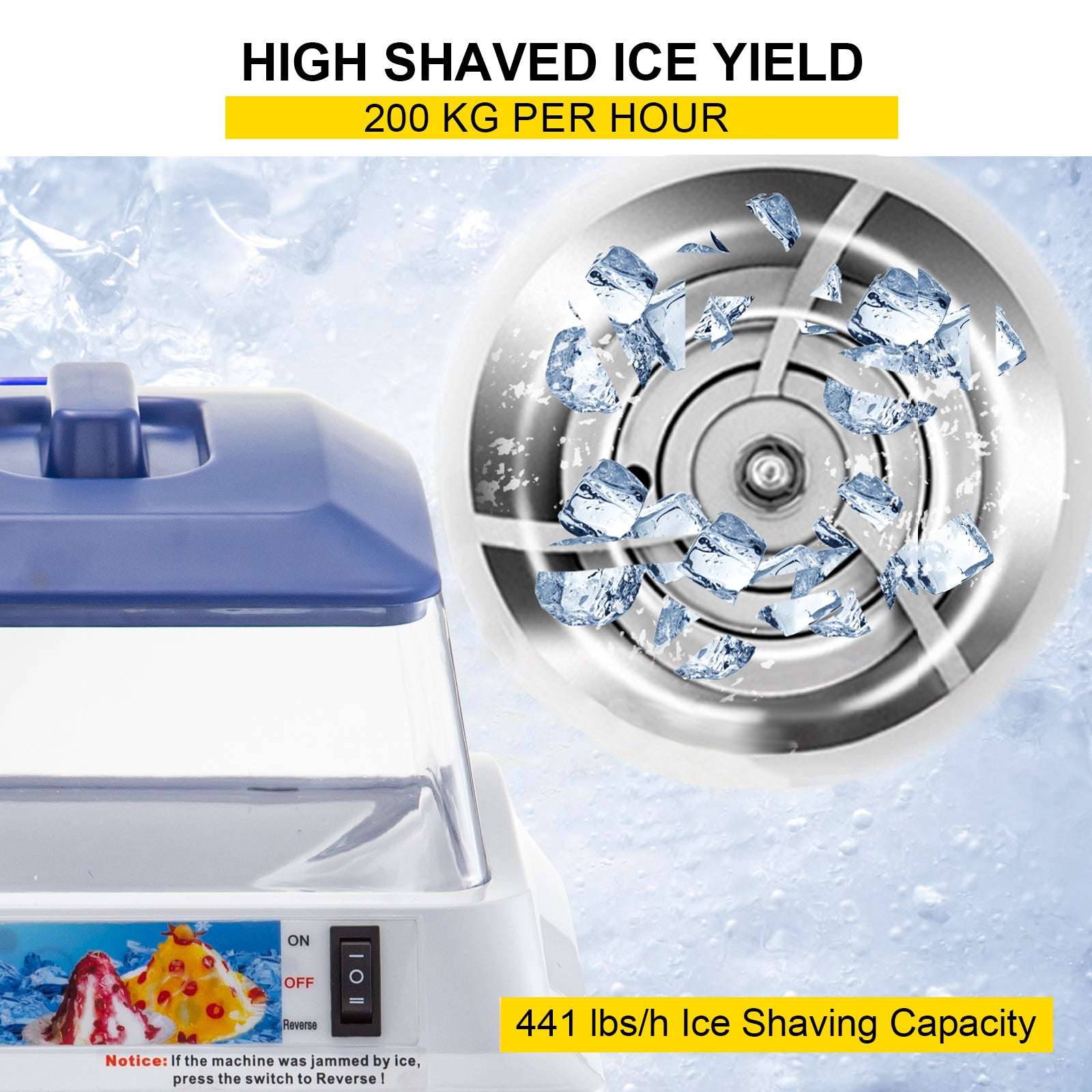 Commercial Ice Shaver 441 lbs/h Electric Snow Cone Machine 5L Hopper-441lbs per hour / United States