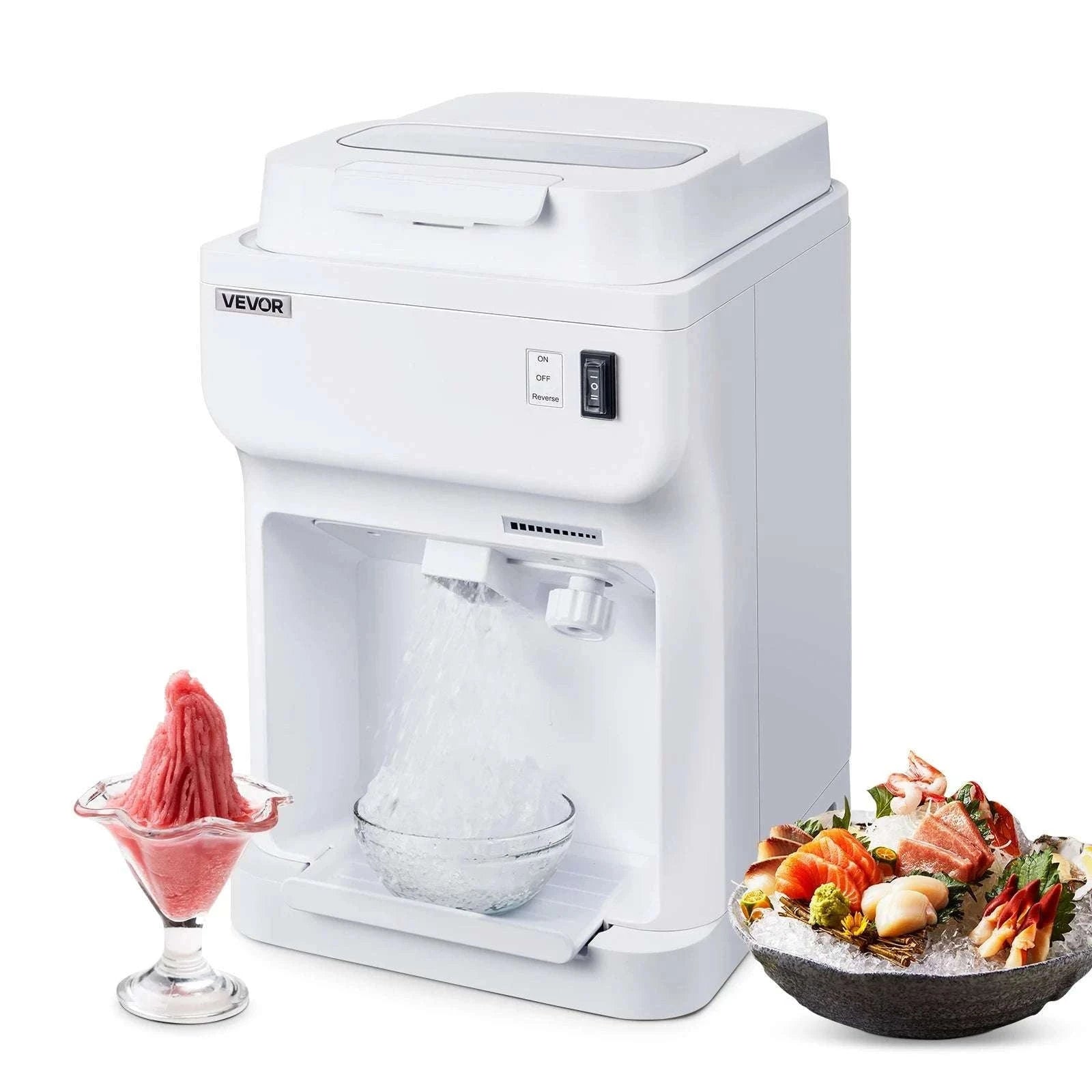 Commercial Ice Shaver Machine 220 lbs/hr Snow Cone Maker 110V-8L Ice Cube Box / United States