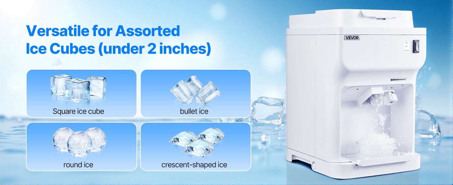 Commercial Ice Shaver Machine 220 lbs/hr Snow Cone Maker 110V-8L Ice Cube Box / United States
