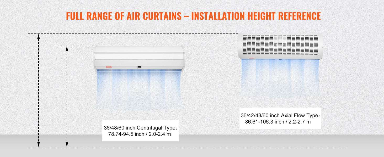 Commercial Indoor Air Curtain with 2 Speeds for Doorways-36in cross-flow / United States