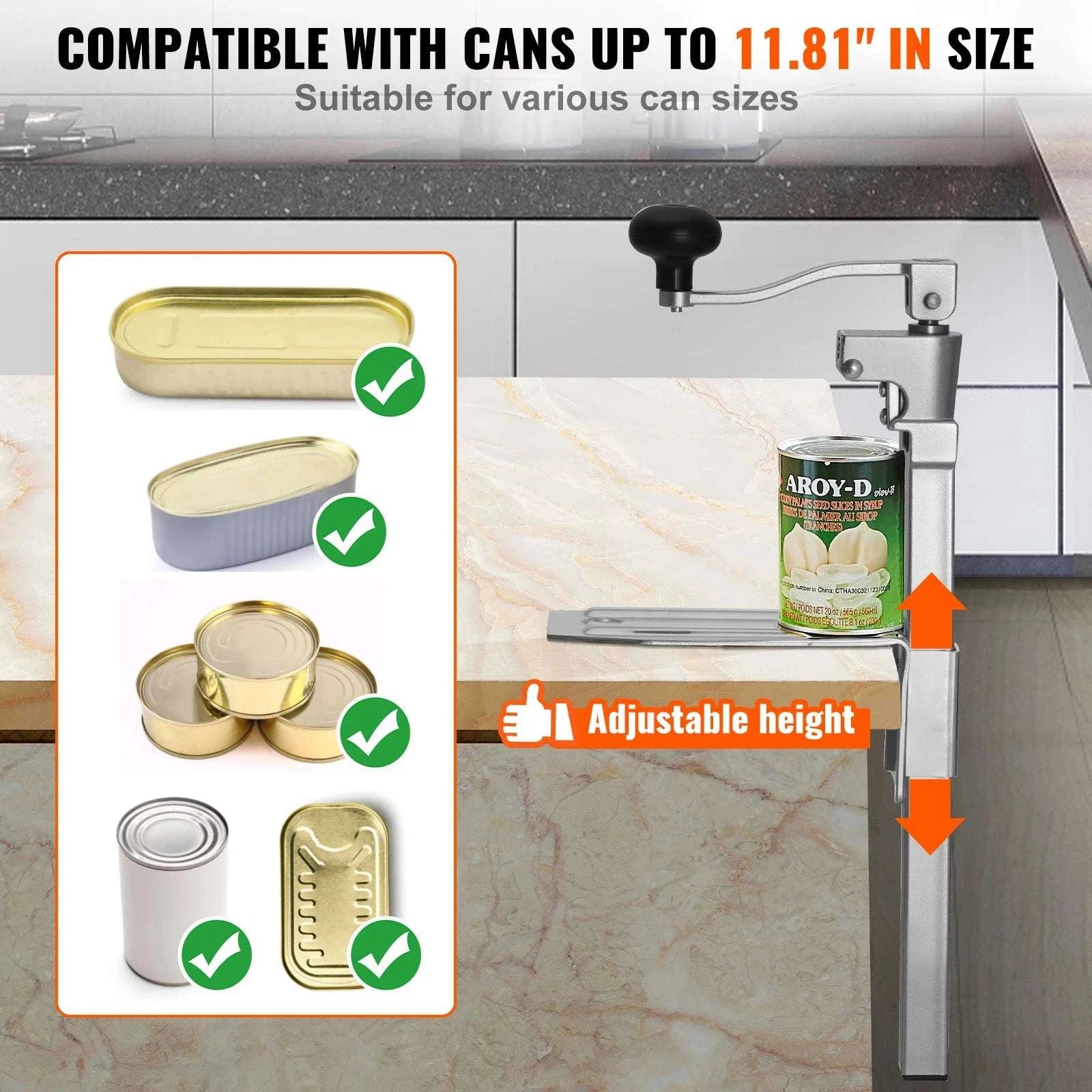 Commercial Manual Can Opener Tabletop Adjustable 11.8–15.75 Inch-11.81 in typeB / United States