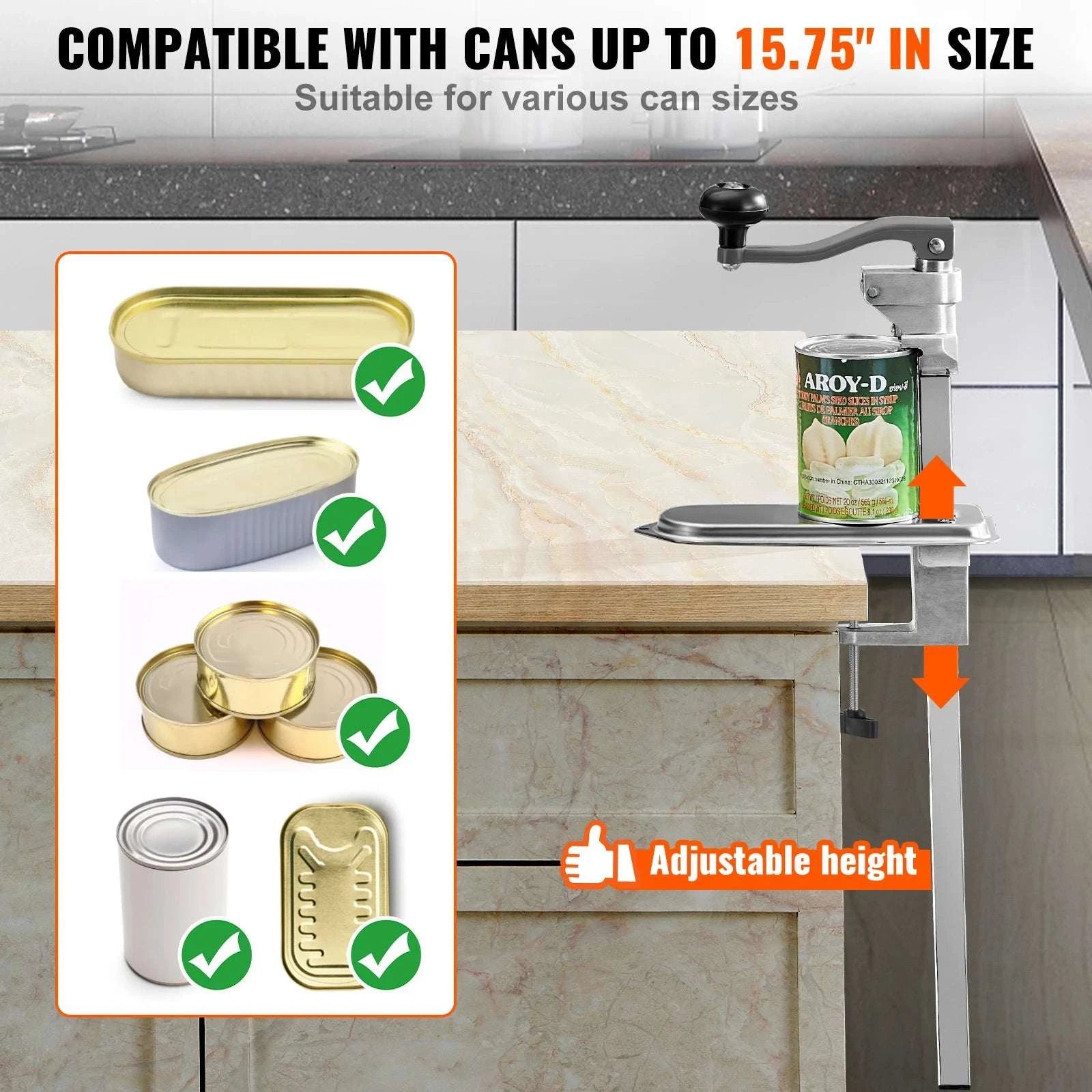 Commercial Manual Can Opener with Table Clamp & Adjustable Height-40cm / United States