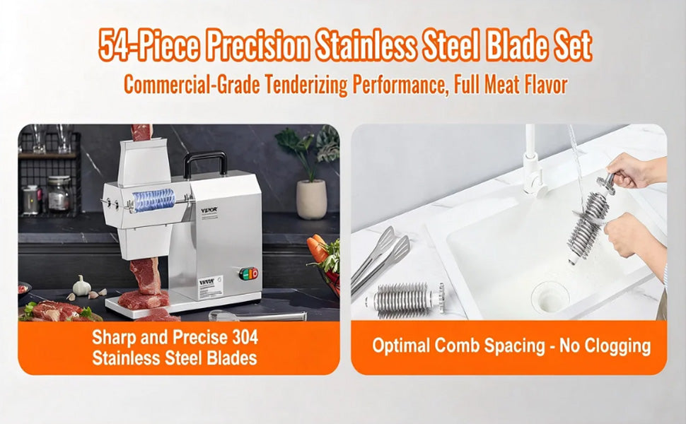 Commercial Electric Meat Tenderizer 54 lames 450W acier inoxydable