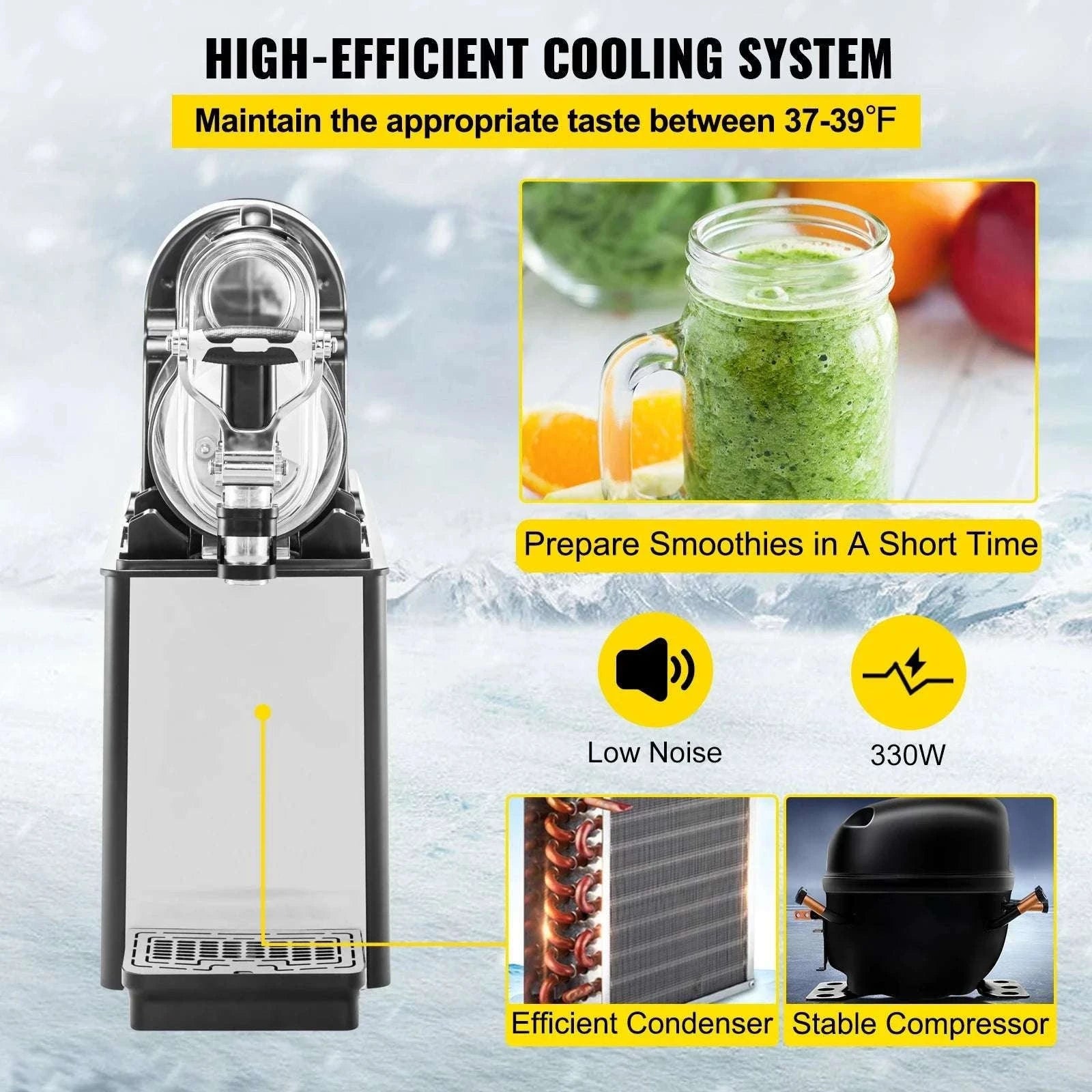 Commercial Slushie Machine 3L/6L Frozen Drink & Smoothie Maker-WHITE / United States / Single Jar