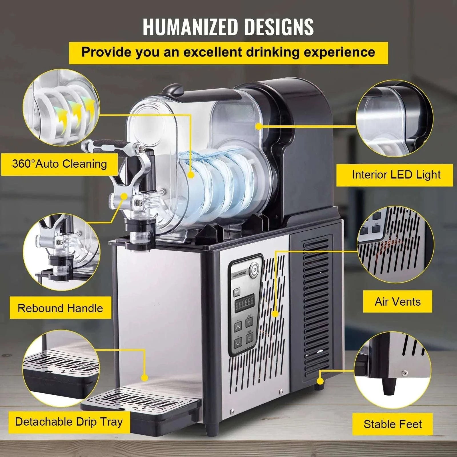 Commercial Slushie Machine 3L/6L Frozen Drink & Smoothie Maker-WHITE / United States / Single Jar