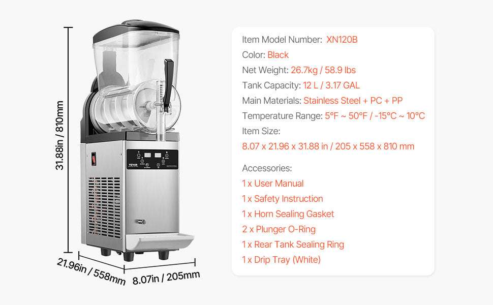 Commercial Slushy Machine 1–3 Tanks 3–36L Frozen Drink Maker-1 x 4L Tank / CZECH REPUBLIC