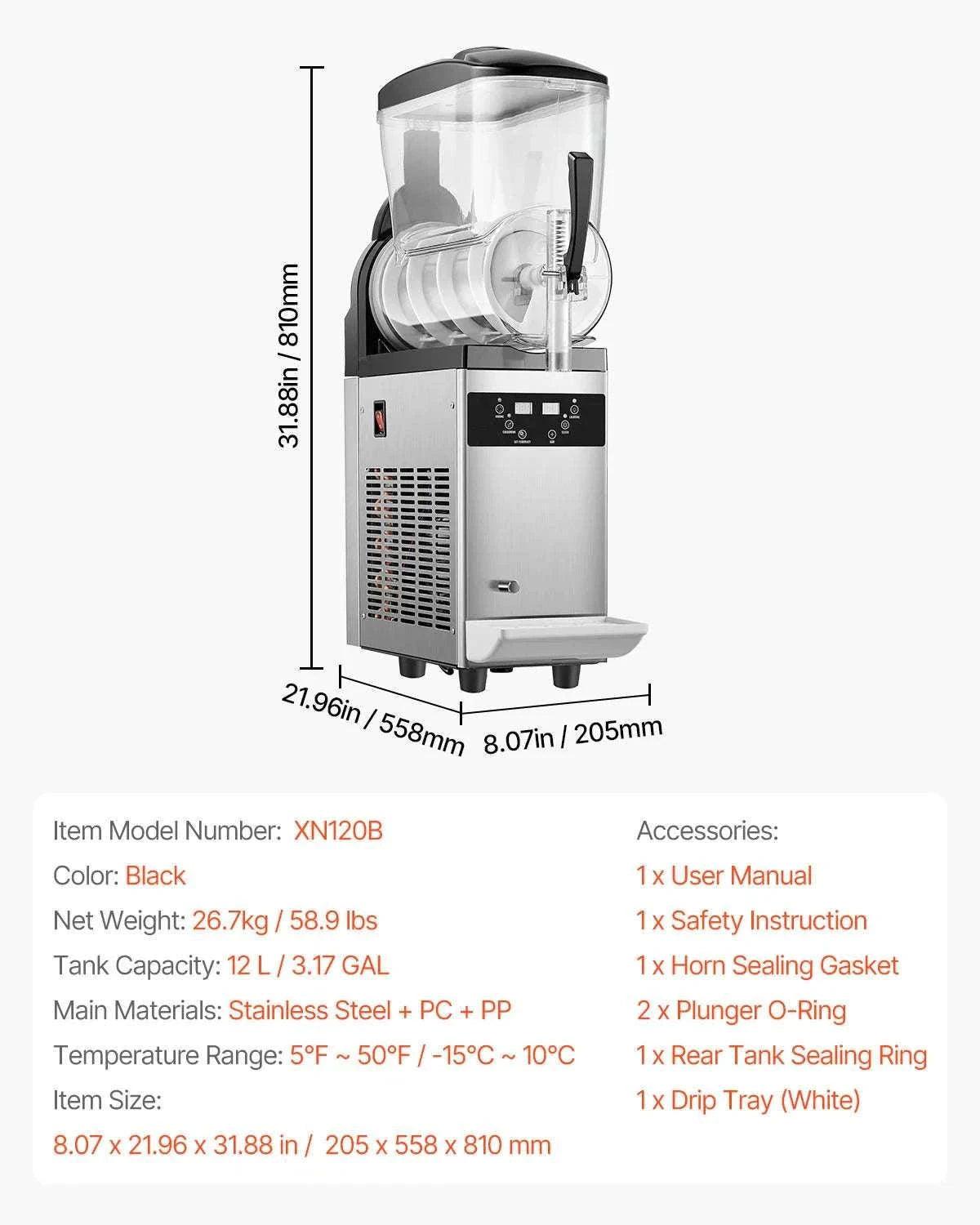 Commercial Slushy Machine 1–3 Tanks 3–36L Frozen Drink Maker-1 x 4L Tank / CZECH REPUBLIC