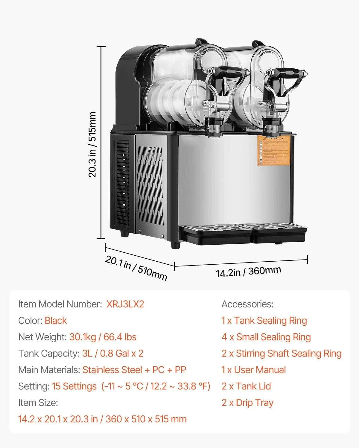 Commercial Slushy Machine 1–3 Tanks 3–36L Frozen Drink Maker-1 x 4L Tank / CZECH REPUBLIC