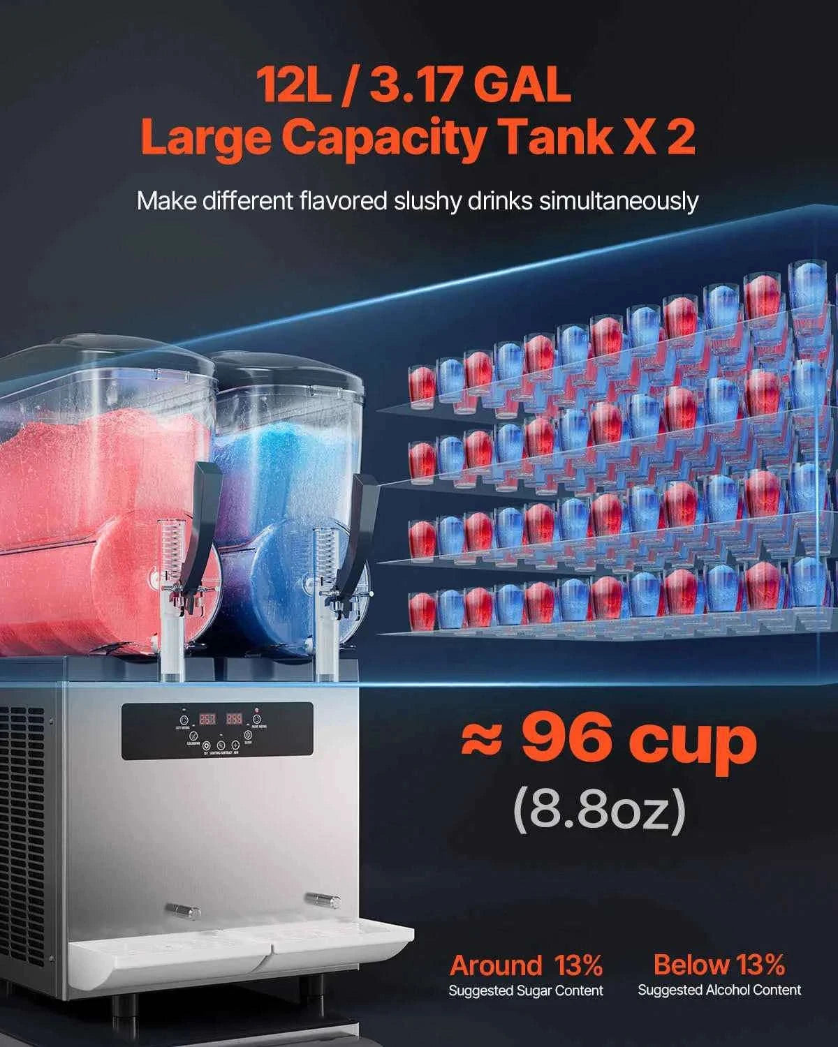Commercial Slushy Machine 2 x 12L Stainless Steel Frozen Drink Maker-3x12L / United States