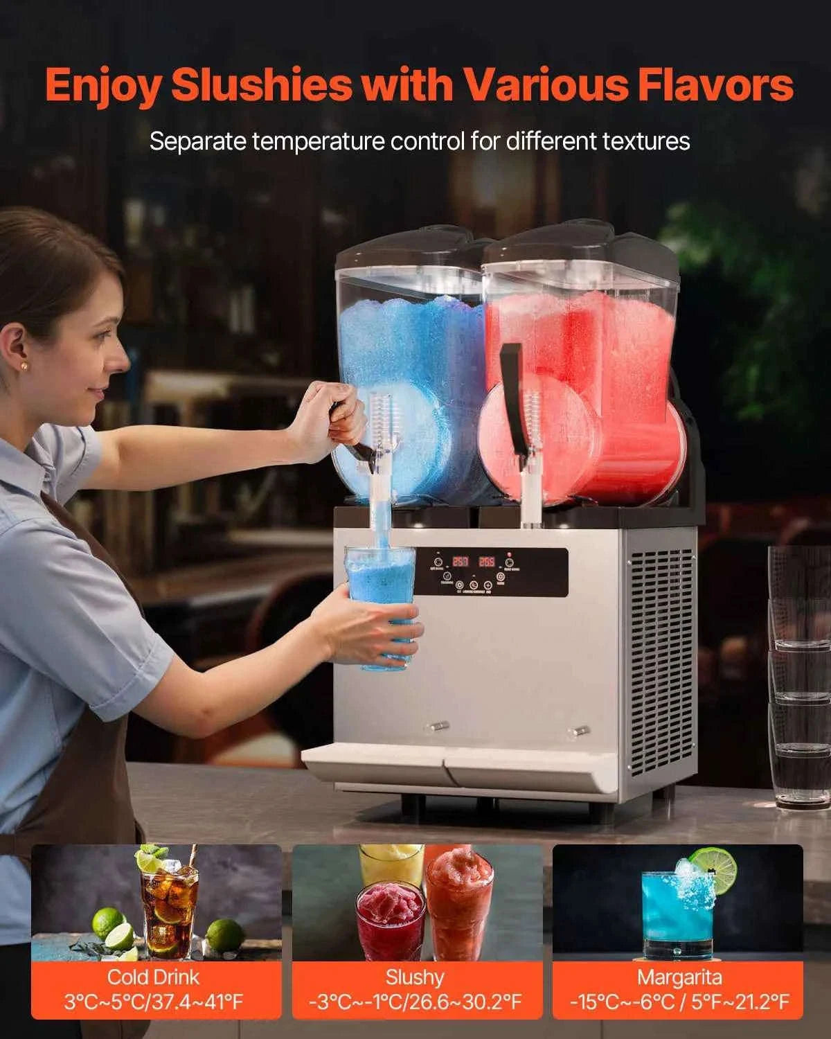 Commercial Slushy Machine 2 x 12L Stainless Steel Frozen Drink Maker-3x12L / United States