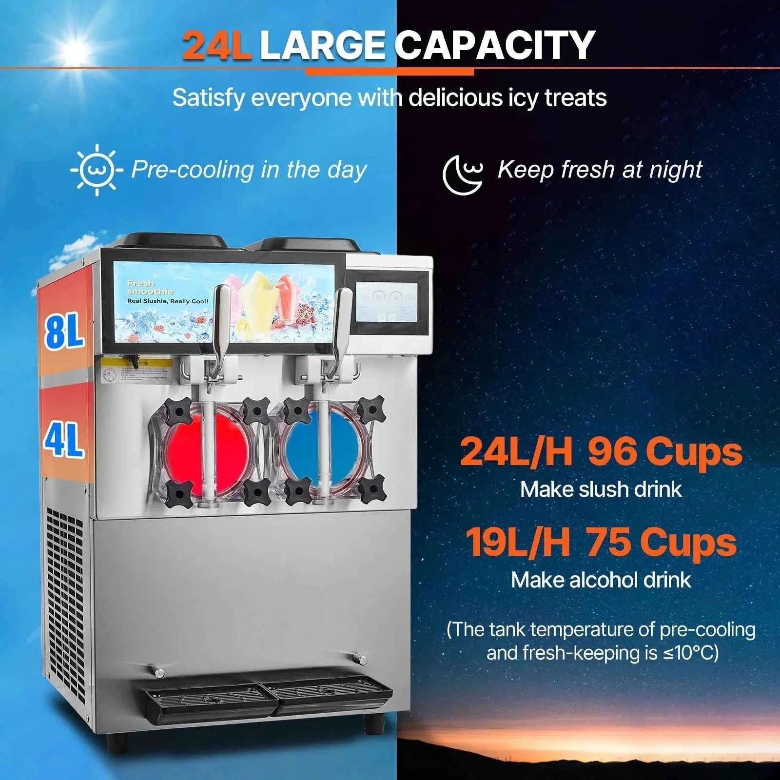 Commercial Slushy Machine 24L Double Tank Frozen Drink Maker-light green / United States