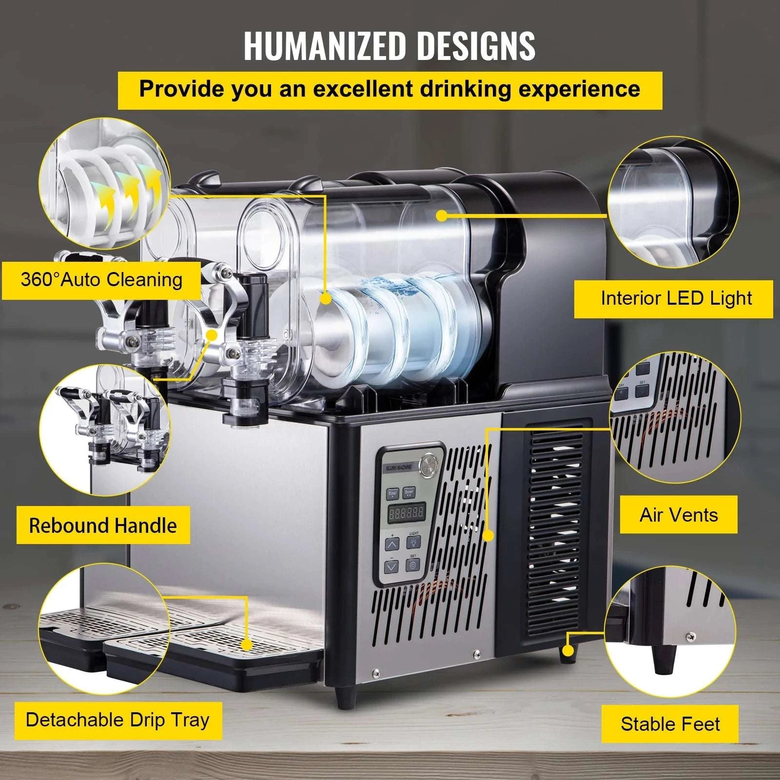 Commercial Slushy Machine with Dual 3L Tanks & Temperature Control-2 X 3L / United States