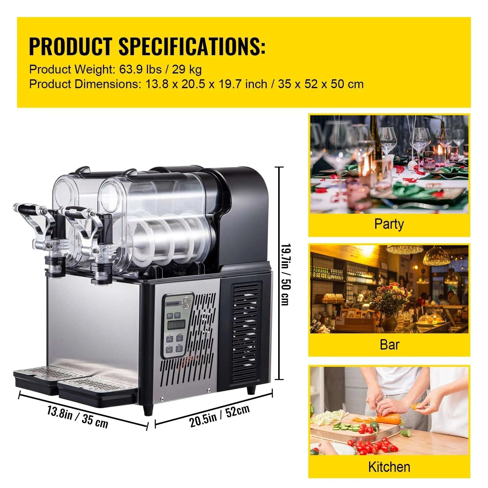 Commercial Slushy Machine with Dual 3L Tanks & Temperature Control-2 X 3L / United States