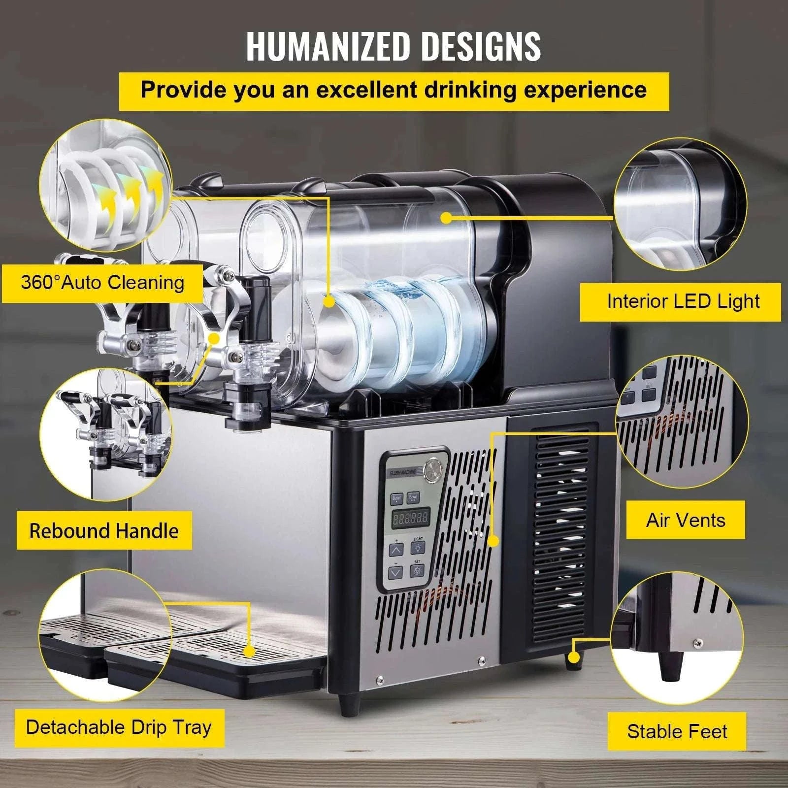 Commercial Slushy Machine with Dual 3L Tanks & Temperature Control-2 X 3L / United States