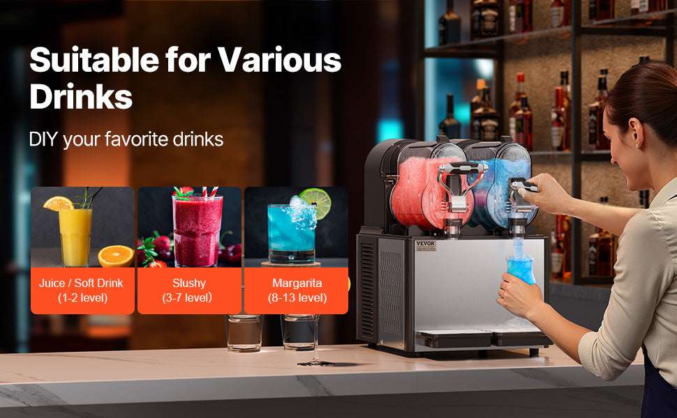 Commercial Slushy Machine with Dual 3L Tanks & Temperature Control-2 X 3L / United States
