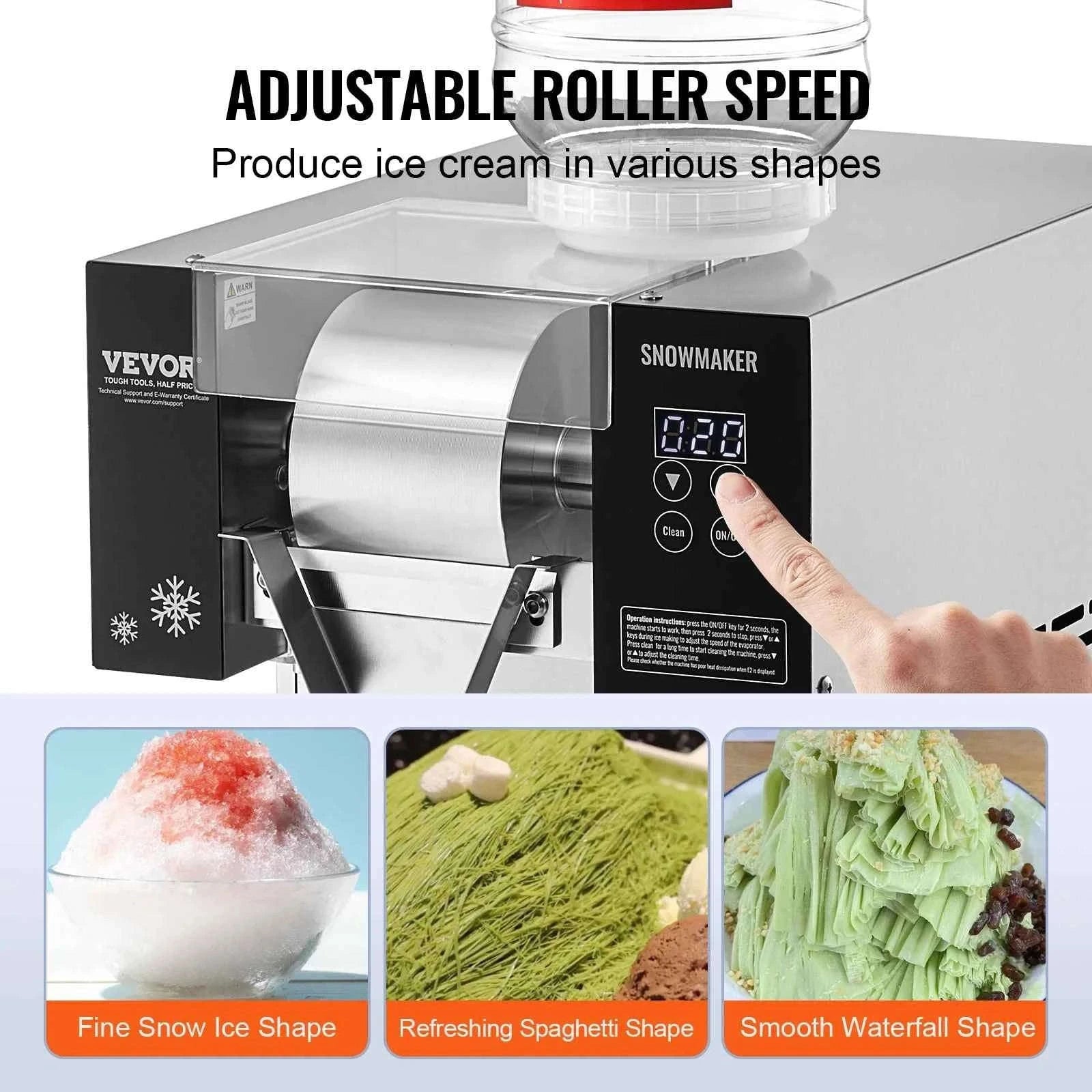 Commercial Snowflake Ice Machine Stainless Steel Air-Cooled System-360W / United States