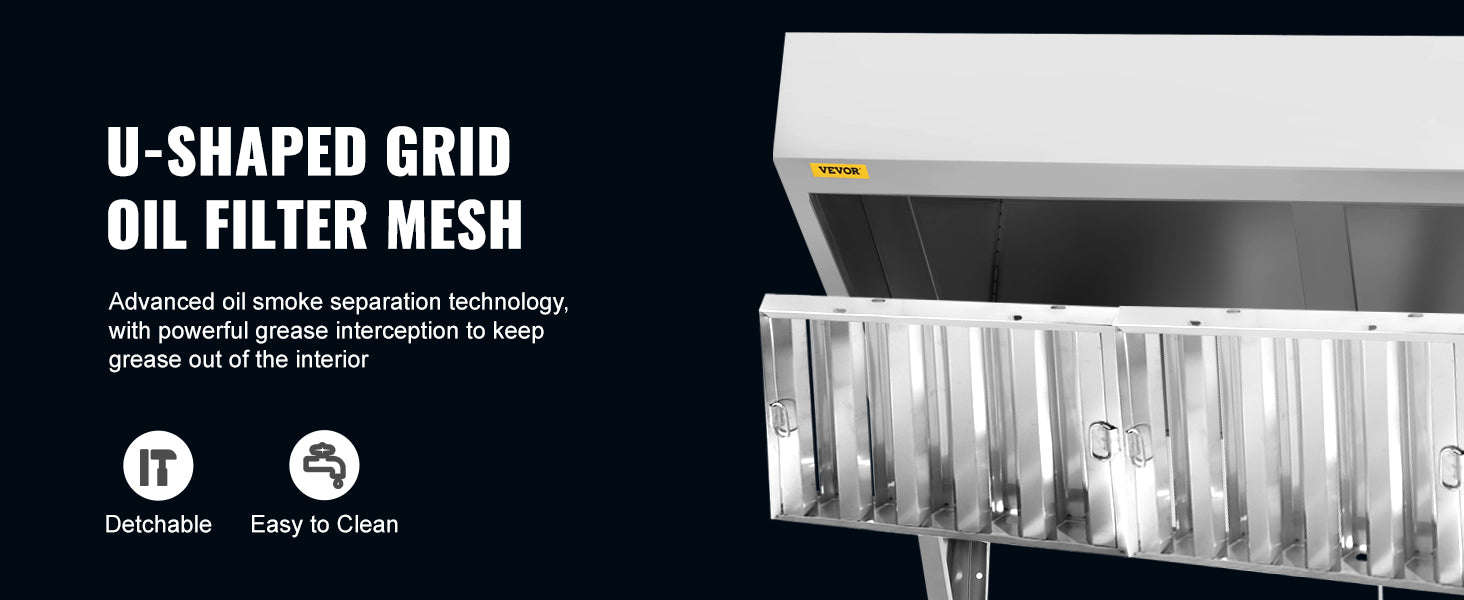 Commercial Stainless Steel Exhaust Hood Under Cabinet Range Hood-6FT 0.5HP / United States