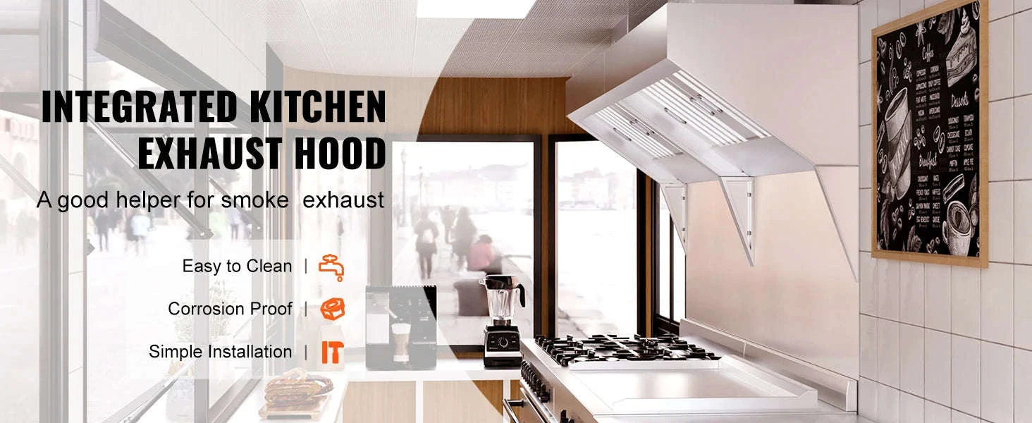 Commercial Stainless Steel Exhaust Hood Under Cabinet Range Hood-6FT 0.5HP / United States