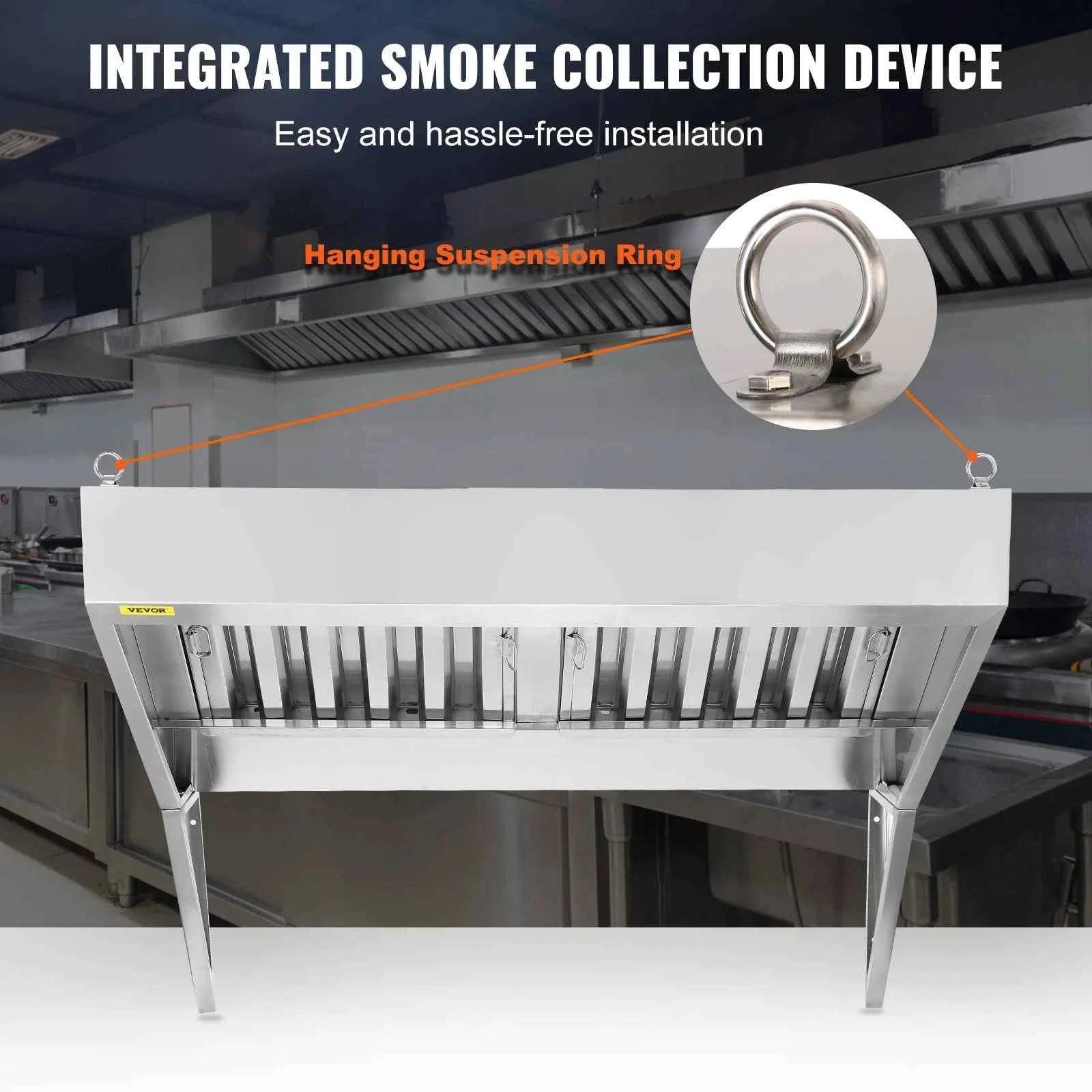 Commercial Stainless Steel Exhaust Hood Under Cabinet Range Hood-6FT 0.5HP / United States
