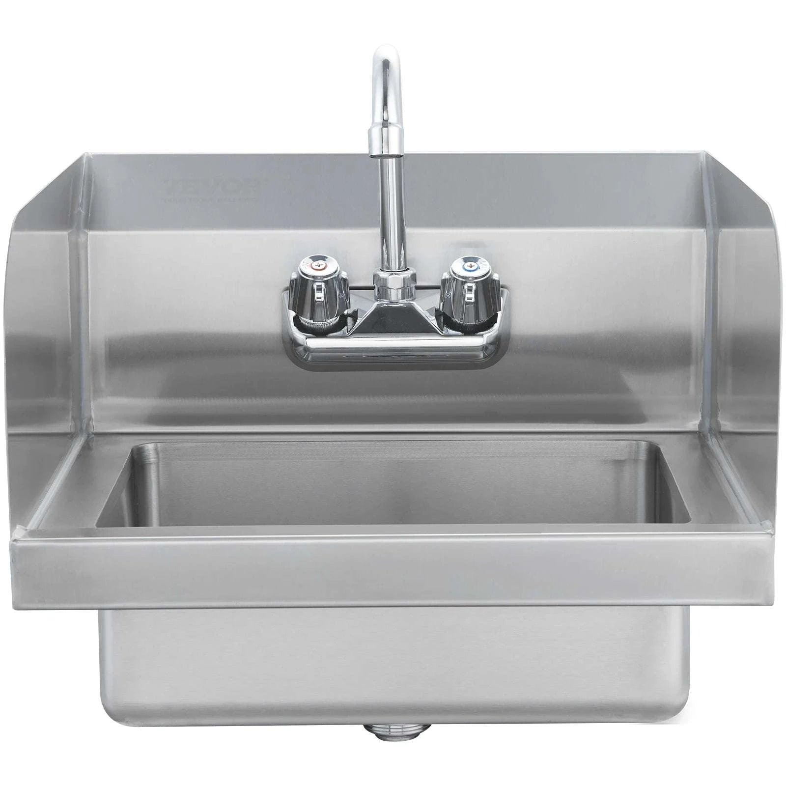 Commercial Stainless Steel Hand Sink with Faucet & Side Splash-No baffle / United States