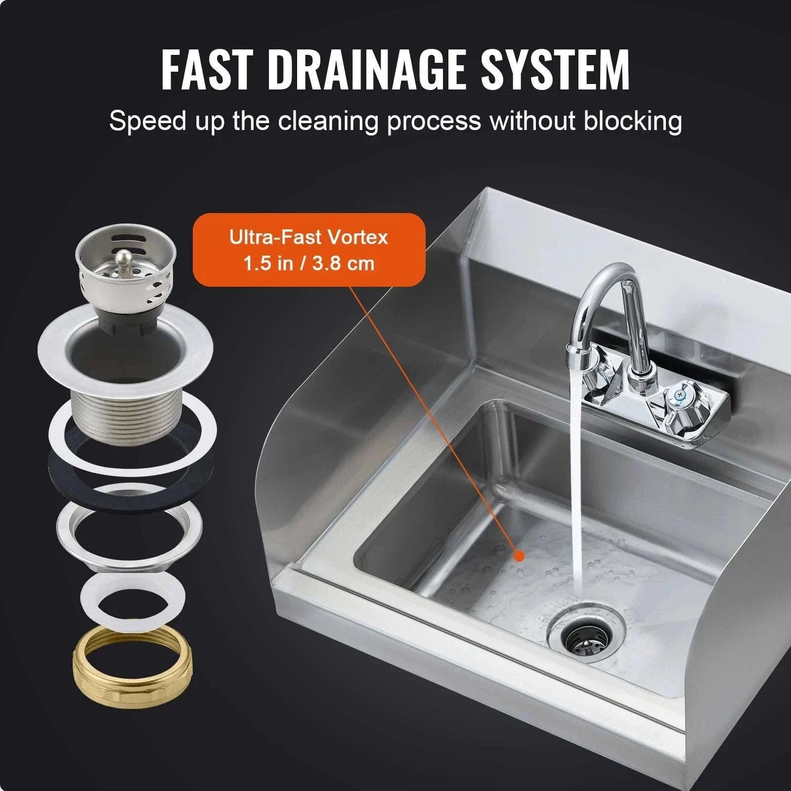 Commercial Stainless Steel Wall-Mount Hand Sink with Faucet-14x10inch / United States