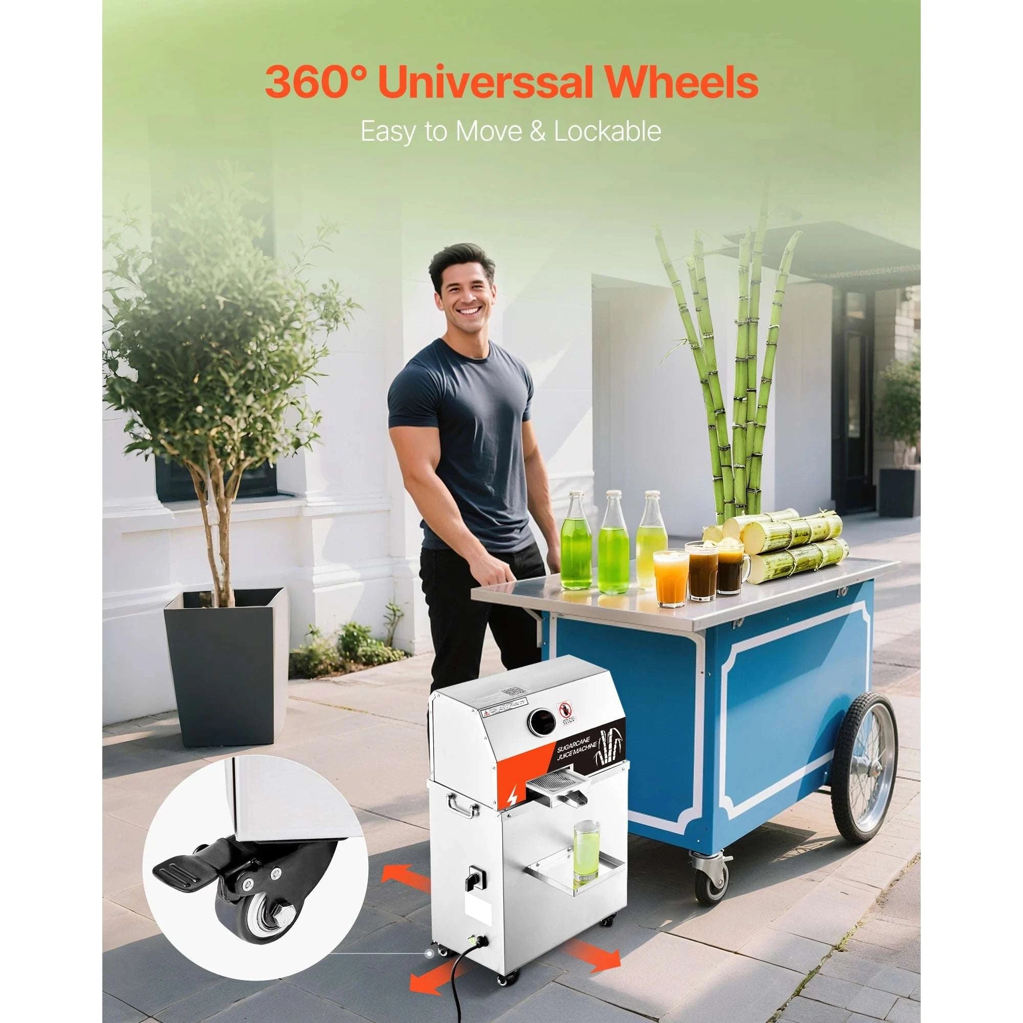Commercial Sugar Cane Juicer 800W High Output 3-Roller Machine-661LBS per hour / United States