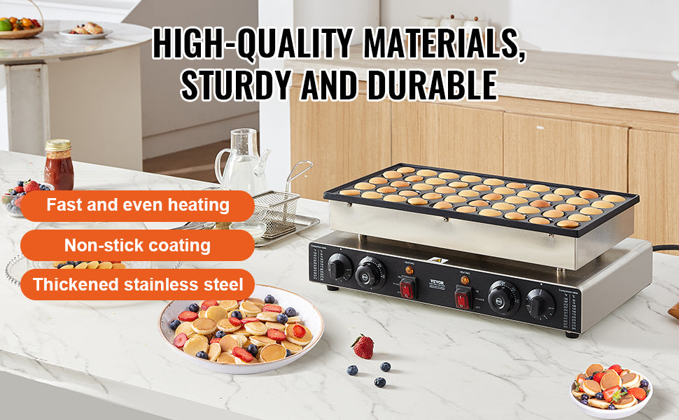 50 Mini Dutch Pancake Maker 1700W Dual Temp Commercial Waffle Machine