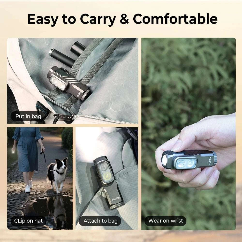Compact 1000LM USB-C Rechargeable EDC Flashlight with Magnetic Clip-6500K-7000K / GREEN / China Mainland|14500