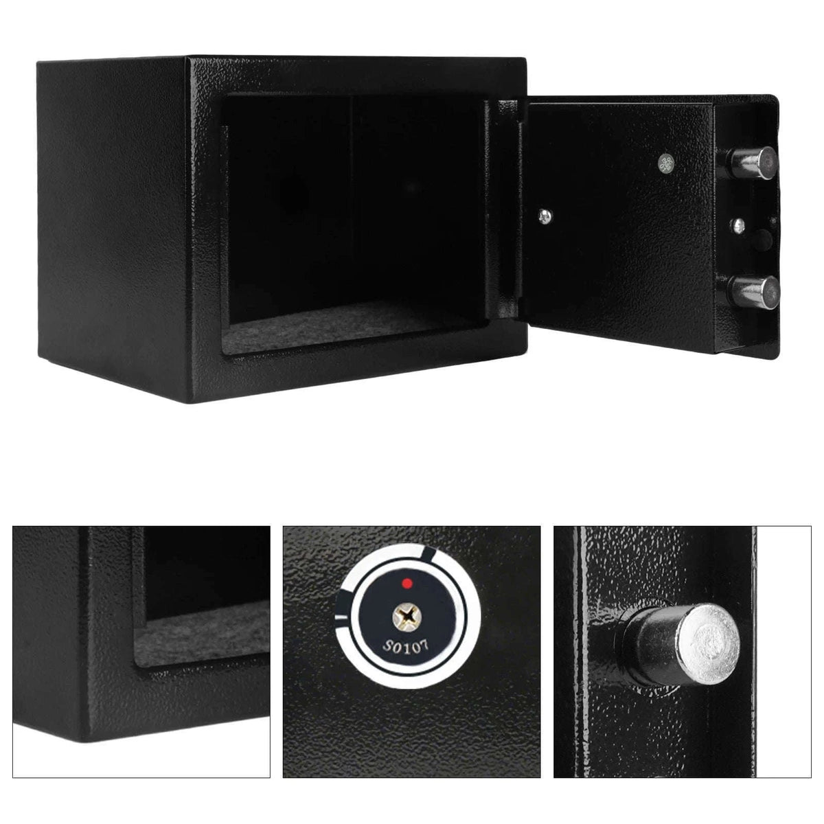Compact Key Lock Safe Box for Cash, Jewelry & Documents-black / france