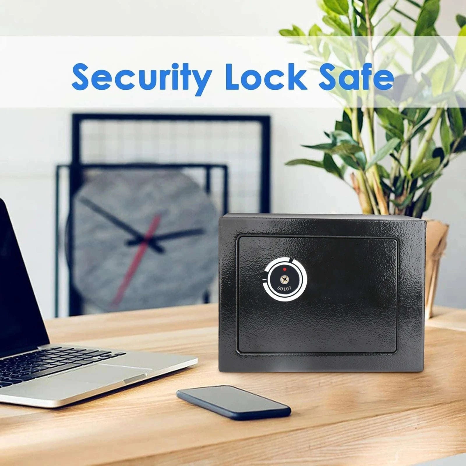 Compact Key Lock Security Safe Box with Steel Construction-ES-Black / france