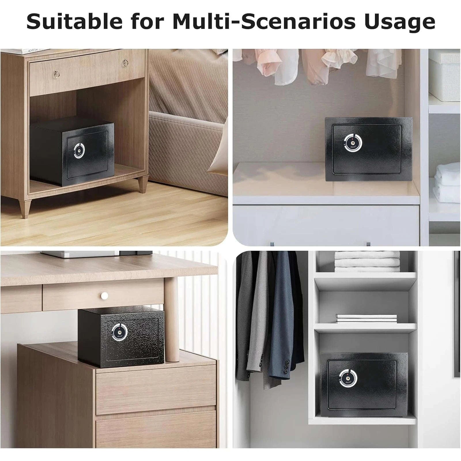 Compact Key Lock Security Safe Box with Steel Construction-ES-Black / france