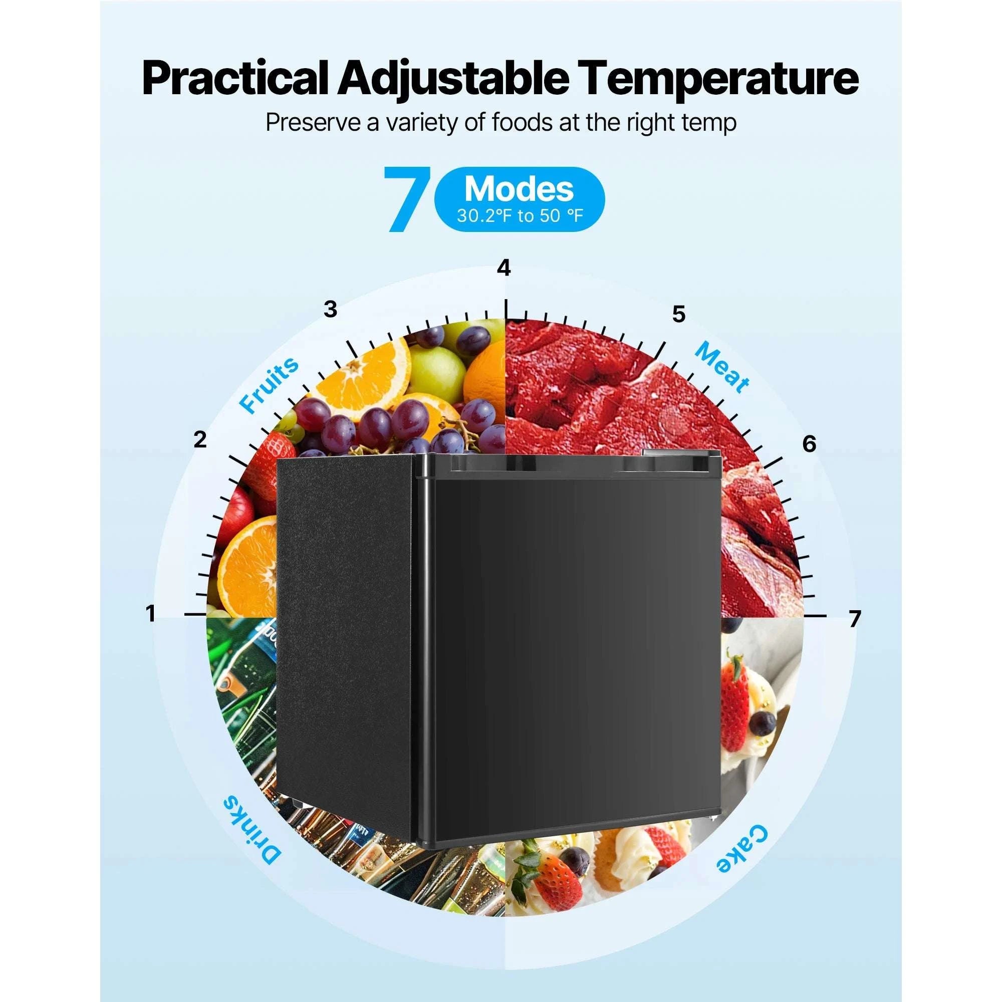 Compact Mini Fridge 1.6–3.2 Cu.Ft Quiet Refrigerator with Adjustable Shelves-46L / United States