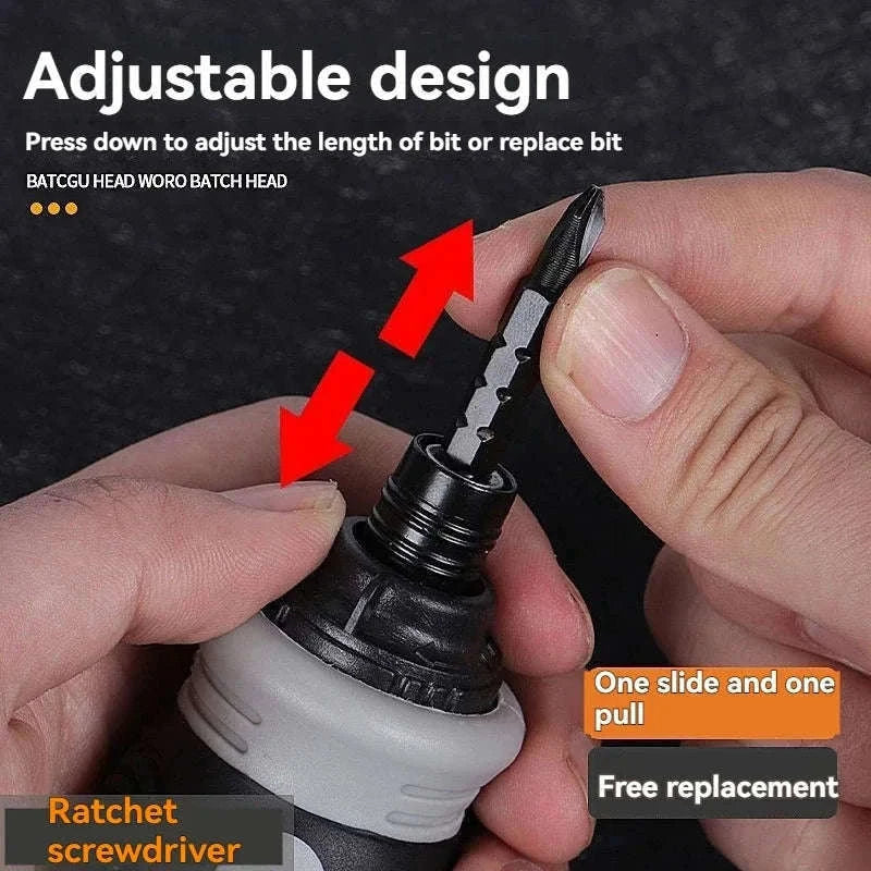 Compact Ratchet Screwdriver Set-black