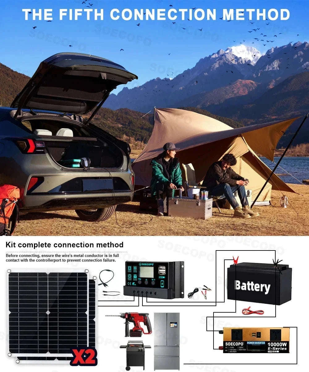 Complete Solar Power Kit 10000W Peak Inverter for Off-Grid Use-110V Solar Set